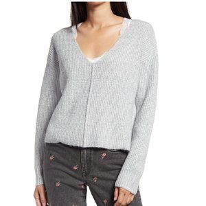 NWT Women's Bp. V-Neck Long Sleeve Pullover Sweater Top Gray Size S $70 G415